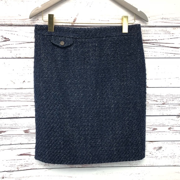 J. Crew Dresses & Skirts - J. Crew The Pencil Skirt wool blend tweed navy